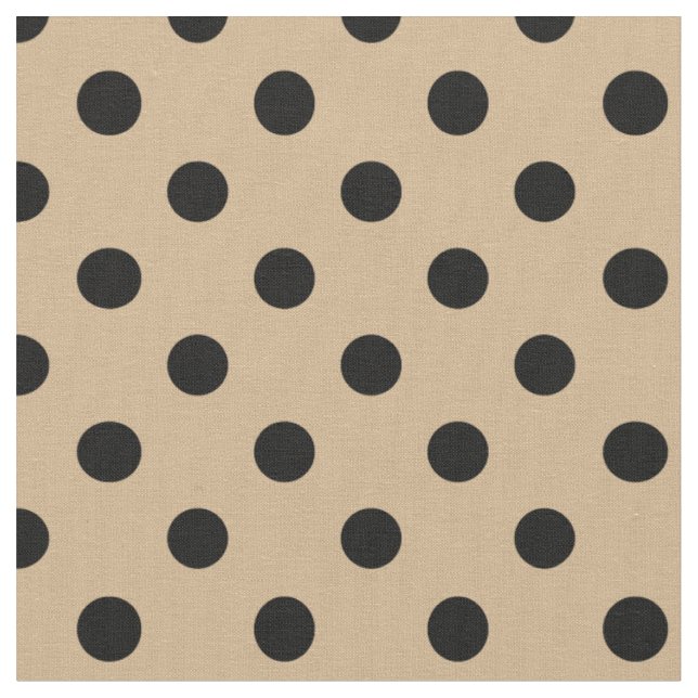 Stor polka dots - svart på solbränna tyg (Närbild)