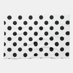 Stor polka dots - svart på vit kökshandduk