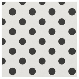 Stor polka dots - svart på vit tyg