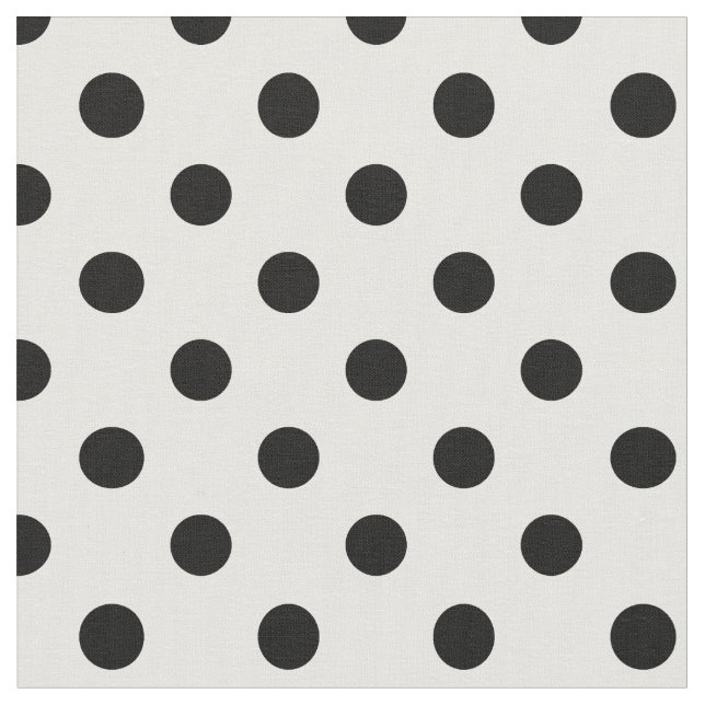 Stor polka dots - svart på vit tyg (Närbild)