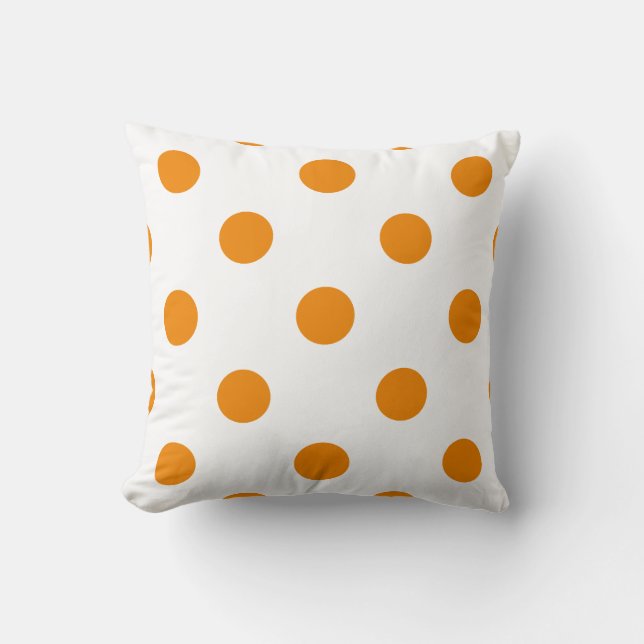 Stor polka dots - Tangerine på vit Kudde (Framsida)