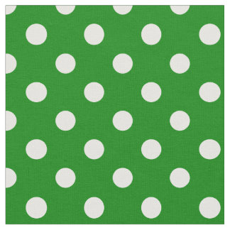Stor polka dots - vit på grönt tyg