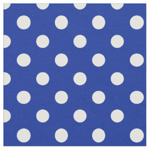 Stor polka dots - vit på imperialistiska blått tyg