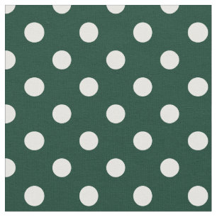Stor polka dots - vit på mörk - grönt tyg