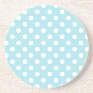 Stor polka dots - vit på snöstormblått underlägg sandsten