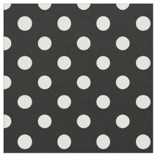 Stor polka dots - vit på svart tyg