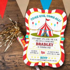 Stor populär cirkus-karnival 1:a födelsedag inbjudningar