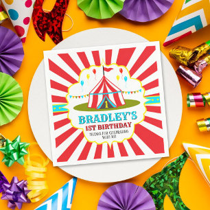Stor populär cirkus-karnival 1:a födelsedag pappersservett