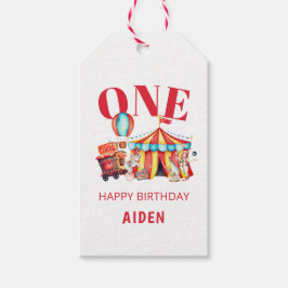 Stor populär cirkus-karnival 1:a födelsedag presentetikett