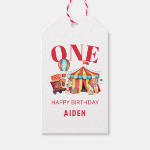 Stor populär cirkus-karnival 1:a födelsedag presentetikett