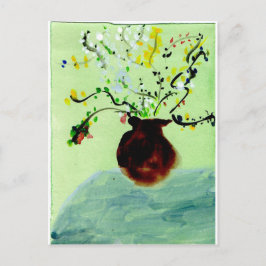 Stor pott med vykort för blommar av anläggning