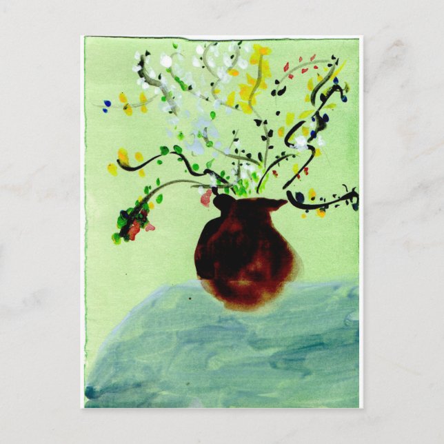 Stor pott med vykort för blommar av anläggning (Framsida)