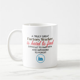 Stor present till fabriksarbetare med personligt n kaffemugg