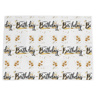 Stor presentpåse i guld med födelsedagsönskningar