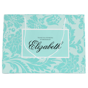 Stor presentpåse i teal-damask
