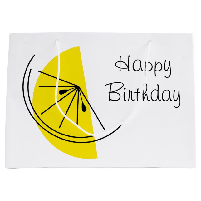 Stor presentpåse med Citrus Citron Happy Birthday (Framsidan)