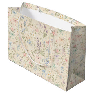 Stor presentpåse med grandmillennial pastellblommo