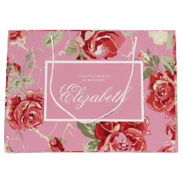 stor presentväska i röd ros och vitt klassiskt uts