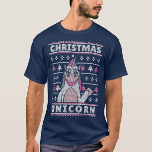 Stor Print Rosa Unicorn Ugly jul Sweaters F T Shirt