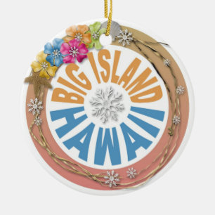 Stor prydnad för hibiskus för öHawaii helgdag Julgransprydnad Keramik