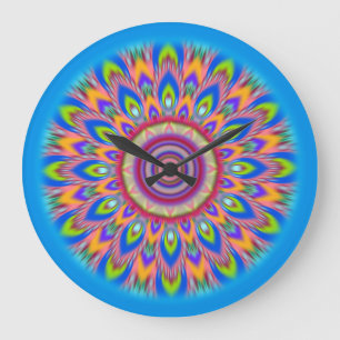 Stor psykedelisk Mandala-blåsväggsklocka Klocka
