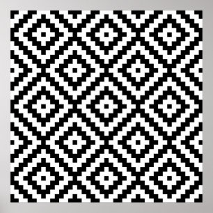 Stor Ptn för Aztec kvartersymbol svart & vit II Poster