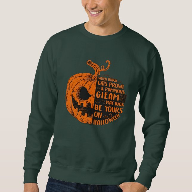 Stor pumpa Halloween Lång Ärmad Tröja (Framsida)