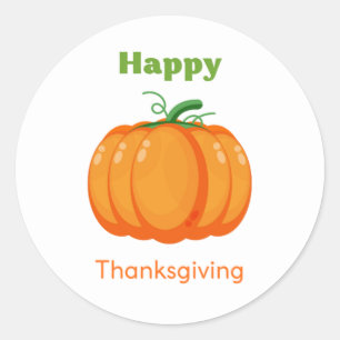 Stor pumpa i happy thanksgiving runt klistermärke
