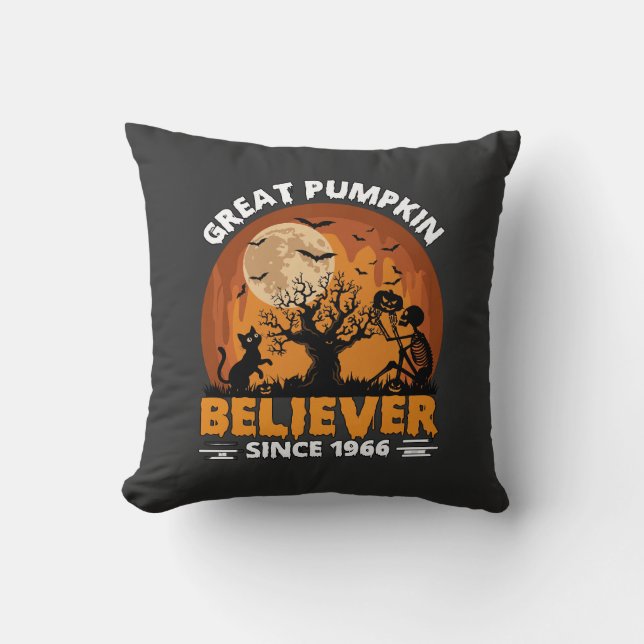 Stor Pumpa Troende Sedan Halloween Skelett Ca Kudde (Framsida)