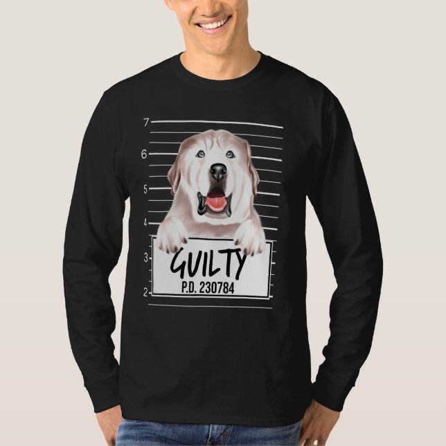 Stor Pyrenéer Muggskott Skyldig Hund T Shirt (Framsida)