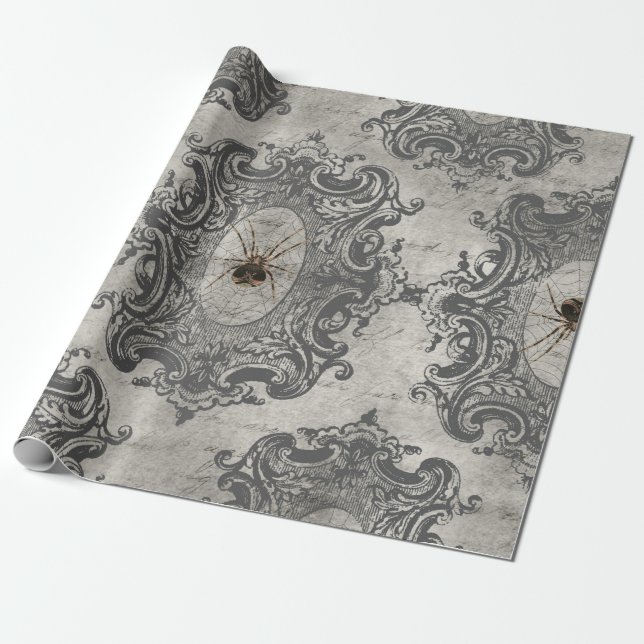 Stor ramspider på lätt Grått Presentpapper (Utrullad)