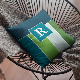 Stor Rand i blått och grönt med Monogram Kudde