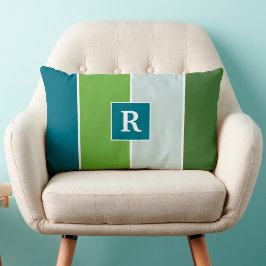Stor Rand i blått och grönt med Monogram Lumbarkudde