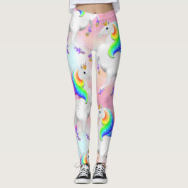 Stor regnbågsfärgad enhörningprinsessa på rosa och leggings