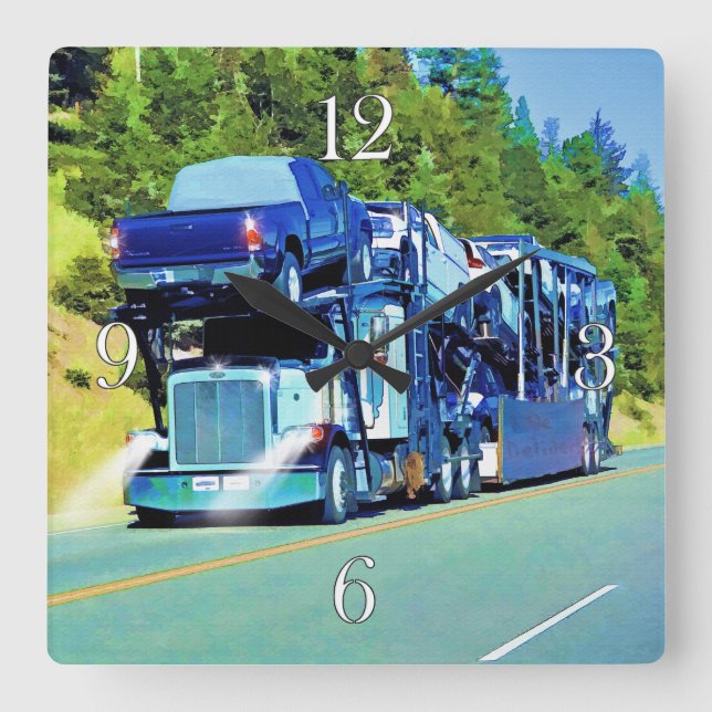 Stor riggbilTransporter för lastbilsförare Fyrkantig Klocka (Framsida)