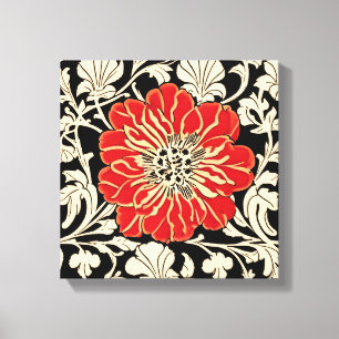 Stor röd Art nouveau blomma Canvastryck
