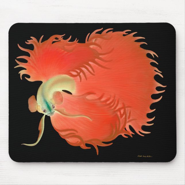 Stor röd Betta fisk Mousepad Musmatta (Framsidan)