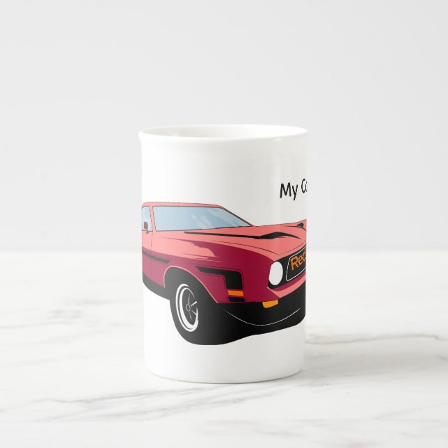 Stor röd bil specialmugg – Anpassad text för bilen Benporslin Mugg (Framsidan)