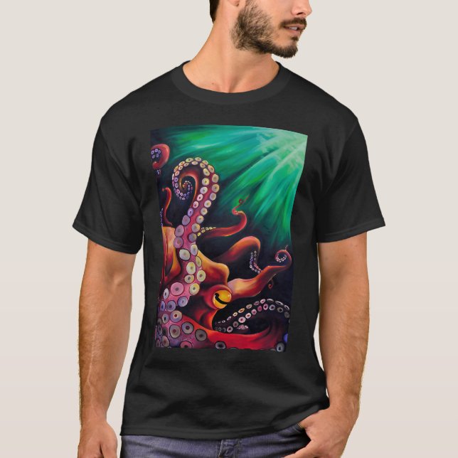 Stor röd bläckfisk t shirt (Framsida)