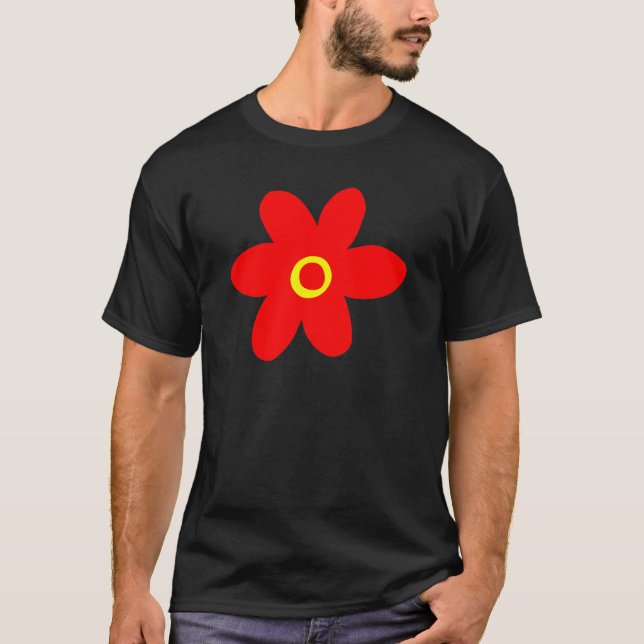 Stor Röd Blomma T Shirt (Framsida)