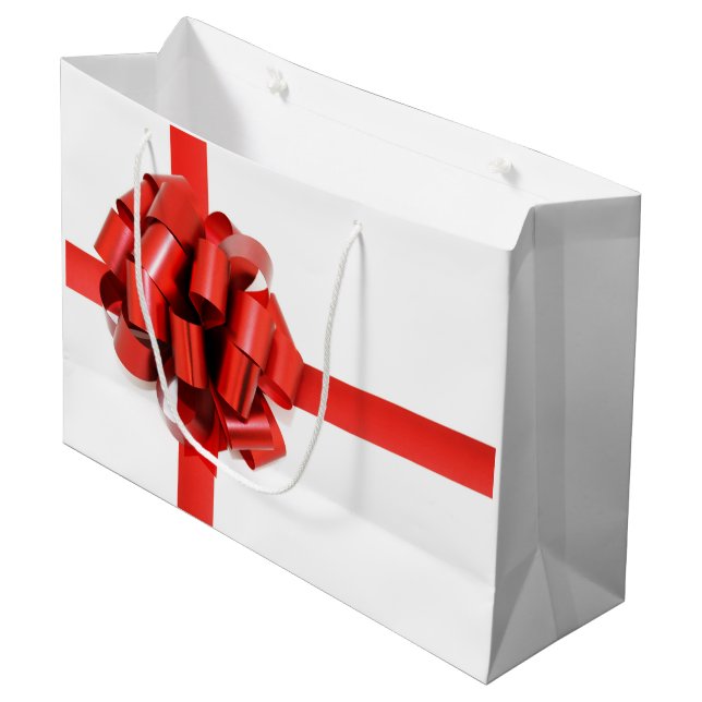 Stor röd bow Gift-bag (Framsidan Vinklad)