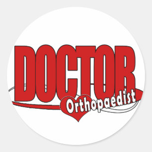 STOR RÖD DOKTOR FÖR ORTOPEDLOGOTYP RUNT KLISTERMÄRKE