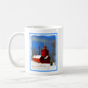 Stor röd fyrmålning - original- konst kaffemugg