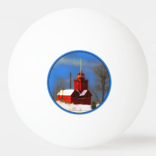 Stor röd fyrverkeripjäs - originalbild pingisboll