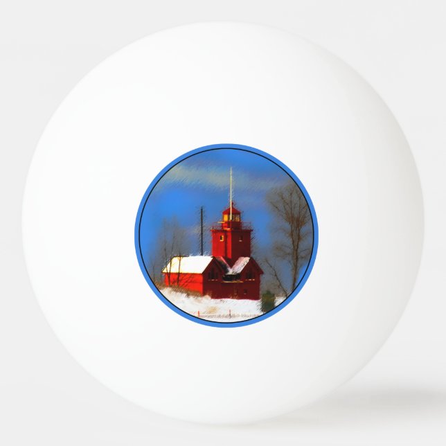 Stor röd fyrverkeripjäs - originalbild pingisboll (Framsidan)