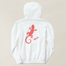 Stor röd gecko siluett och ditt namn hoodie