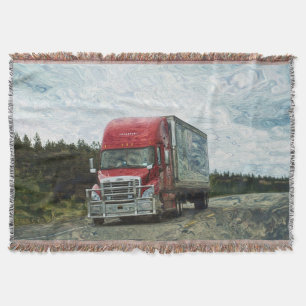 Stor röd last Lastbil Highway Driving Art Design Mysfilt