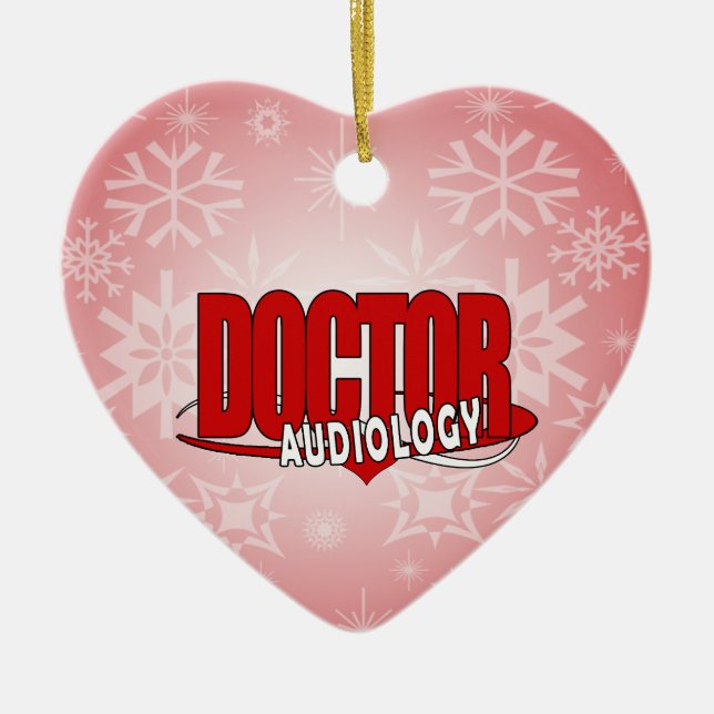 STOR RÖD LOGOTYP FÖR AUDIOLOGYDOKTORAUDIOLOGIST JULGRANSPRYDNAD KERAMIK (Framsidan)