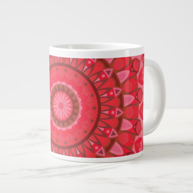 Stor Röd Mandala Varm Boho Mönster Mysig Present Jumbo Mugg (Framsida höger)