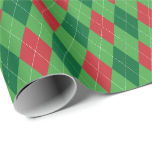 Stor röd och grön Argyle-inslagspapper Presentpapper